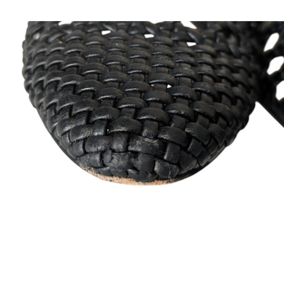 Veronica Beard Griffin Black Woven Leather Loafer Flats Size 36 US 6 Pointed Toe - Picture 8 of 10